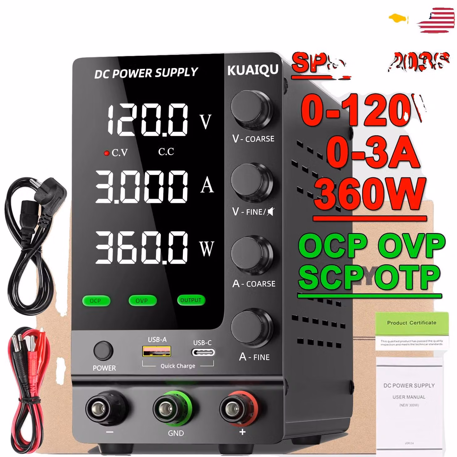 Alimentatore DC, tensione regolabile, funzioni di protezione, modello SPS-C1203S