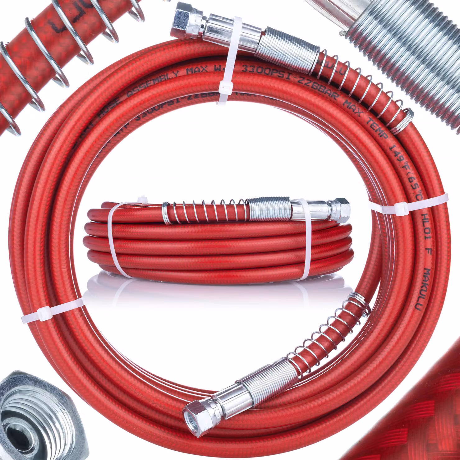 Rosfix Tubo Flessibile in Acciaio per Spruzzatore di Vernice, 10 m Rosso