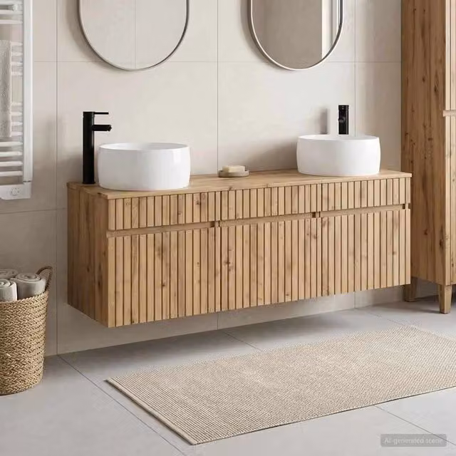 Set di Armadi da Bagno 3 pz Rovere Artigianale 3405776