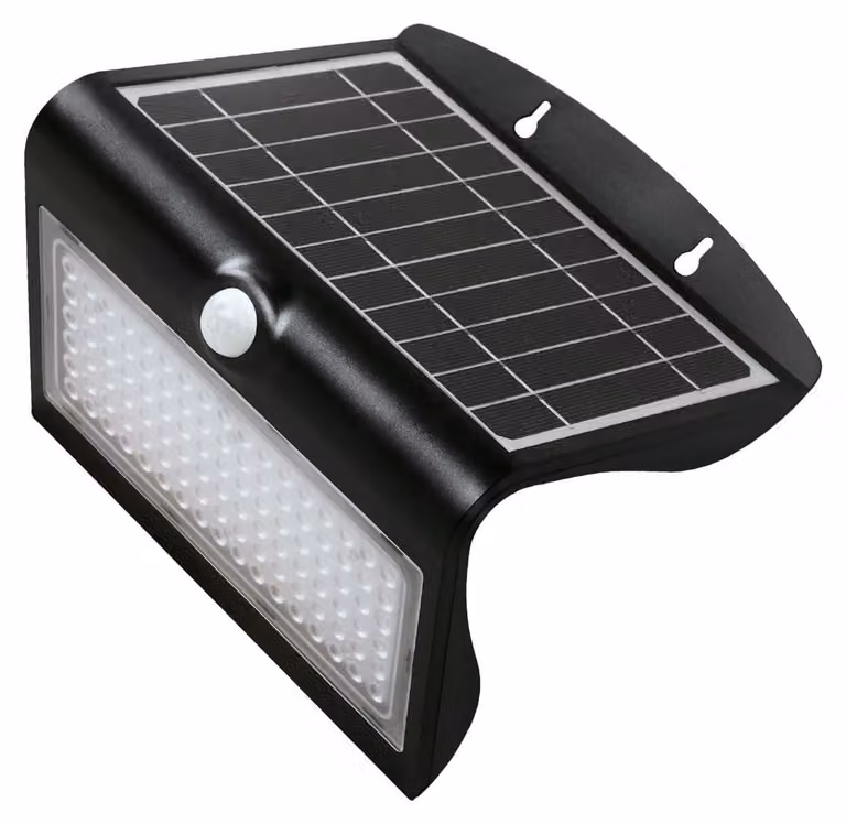 Lampada solare a LED da 8W con sensore di movimento, colore nero, per uso esterno