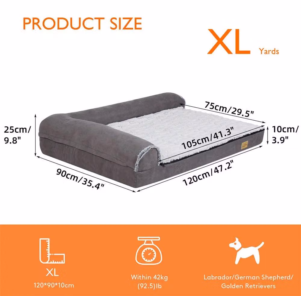 Cuccia per cani - Cuccia ortopedica per cani - Design a forma di L - Copertura lavabile - Resistente e elegante