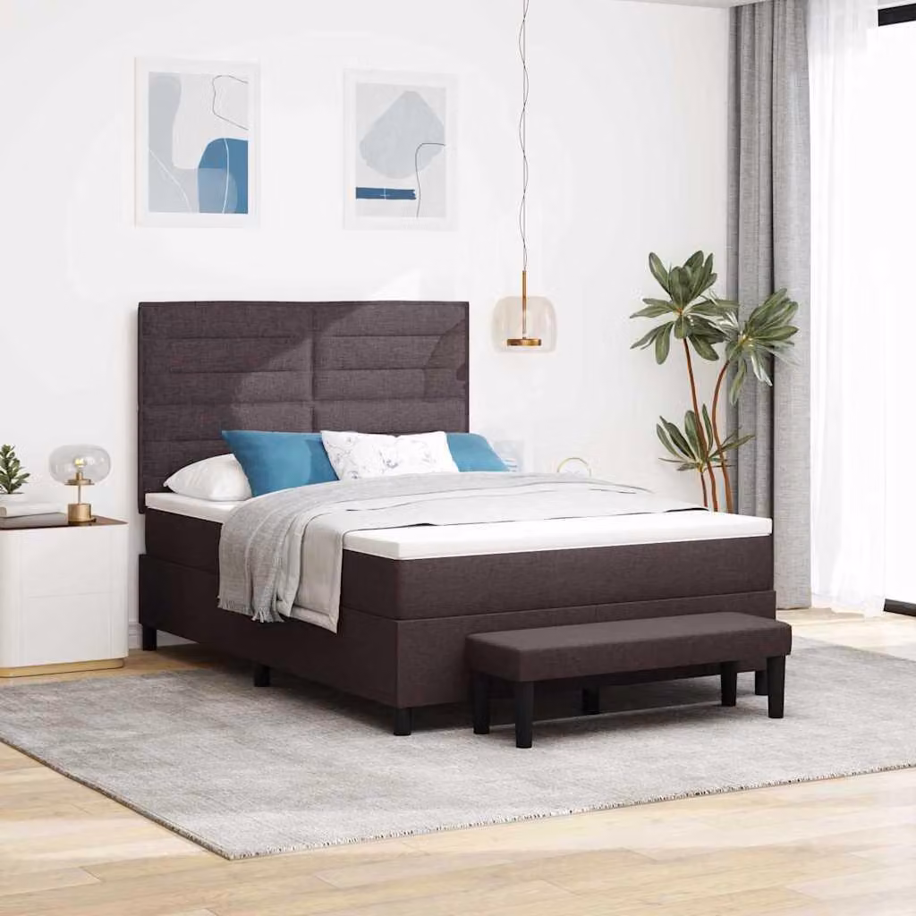 Maison Exclusive - Letto a molle con materasso Marrone Scuro 160 x 200 cm Tessuto