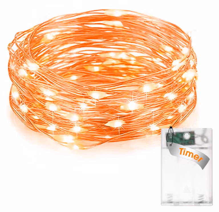 Catena luminosa a LED, lunghezza 3 metri, 30 LED, con timer, grado di protezione IP65, alimentazione a batteria