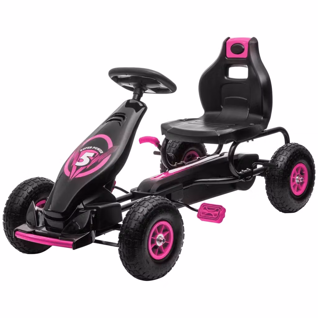 Triciclo a pedali per bambini Minimal rosa e nero con 3 posizioni regolabili e freno – 2