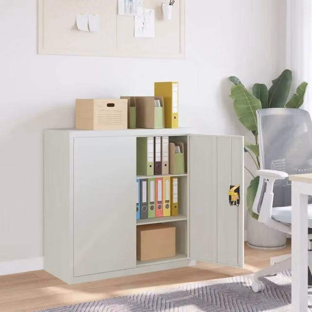 Armadio da ufficio a 2 ante vidaXL in metallo grigio con ripiani regolabili L: 90 cm, P: 40 cm, H: 190 cm