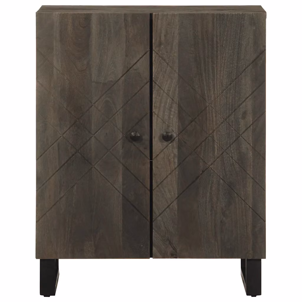 Credenza nera vidaXL in legno di mango e metallo con design geometrico L: 60 cm, P: 33 cm, H: 75 cm – 2
