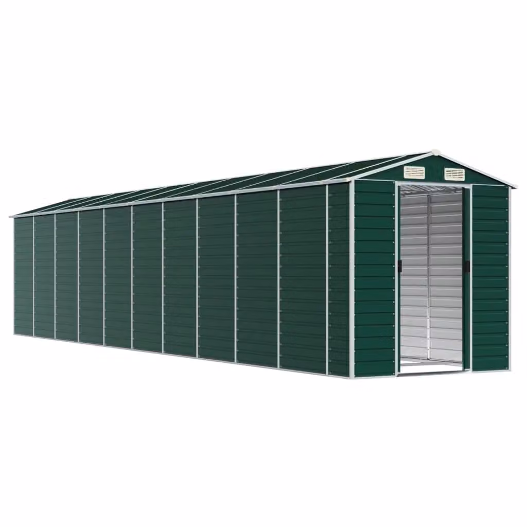 Casetta da giardino e ripostiglio esterno in acciaio zincato verde L: 895 cm, P: 191 cm, H: 198 cm – 2