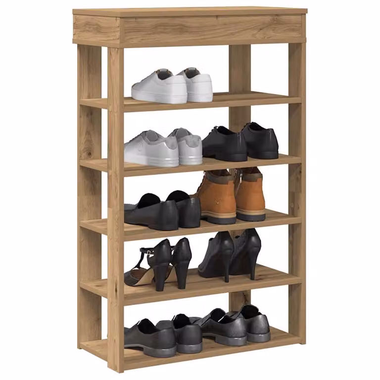 Scarpiera moderna vidaXL in legno marrone con ripiani piatti e ante, L 60 x P 30 x H 98 cm