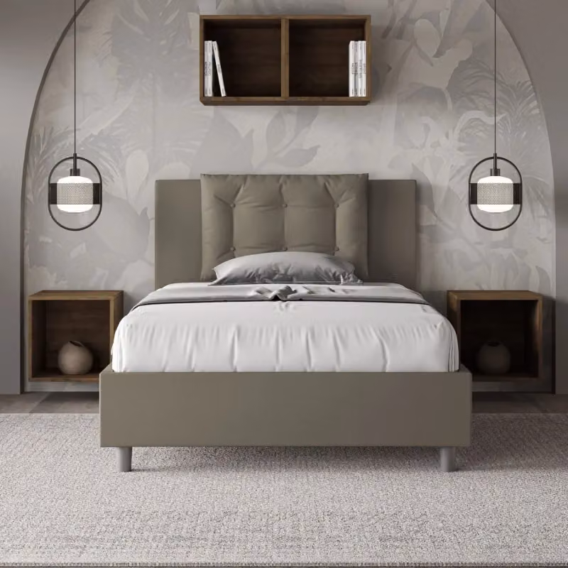 Letto imbottito Annalisa Ityhome con contenitore in similpelle Cappuccino L/P/H: 120 x 200 cm – 2