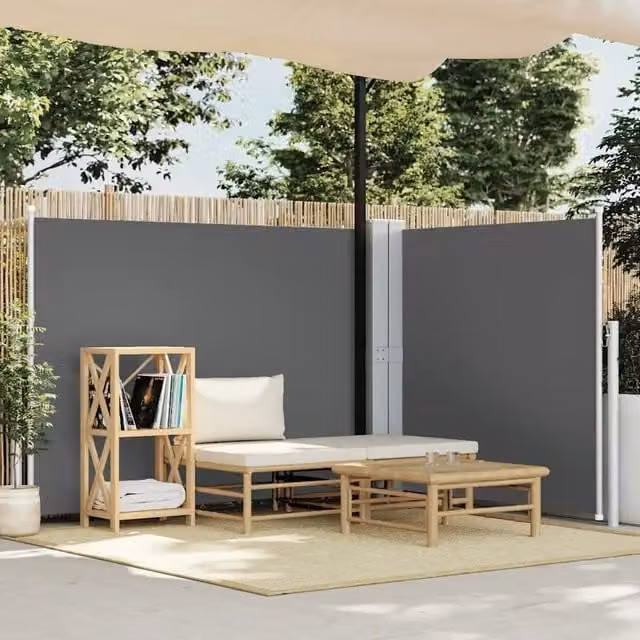 Tenda Laterale Retrattile vidaXL in Poliestere e Acciaio, Colore Antracite, L: 1000 cm, H: 140 cm