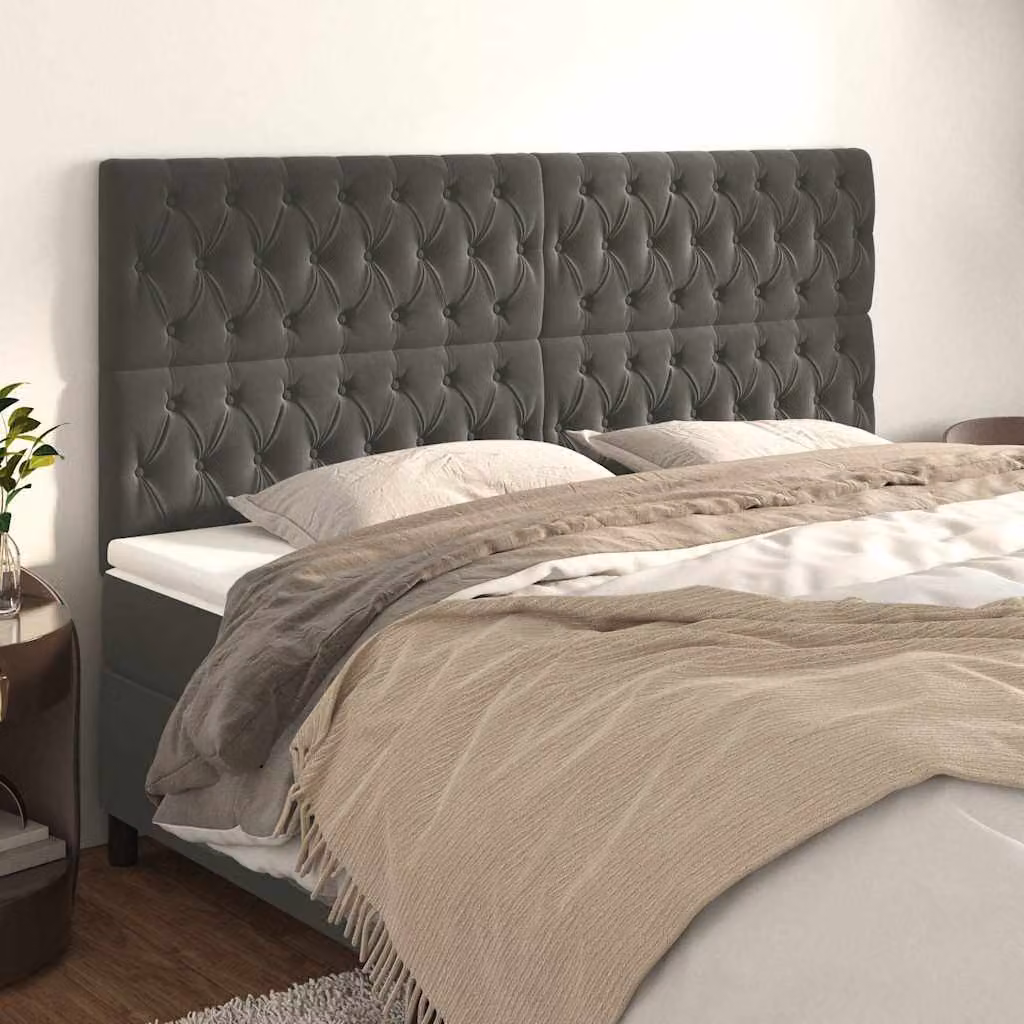 Testiera per letto vidaXL in velluto grigio scuro con pannello imbottito L: 180 cm, P: 7 cm, H: 118/128 cm