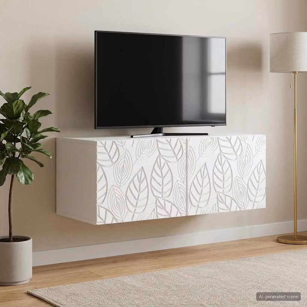 vidaXL Mobile Porta TV da Muro Bianco in MDF L: 59,5 cm, P: 31 cm, H: 30 cm
