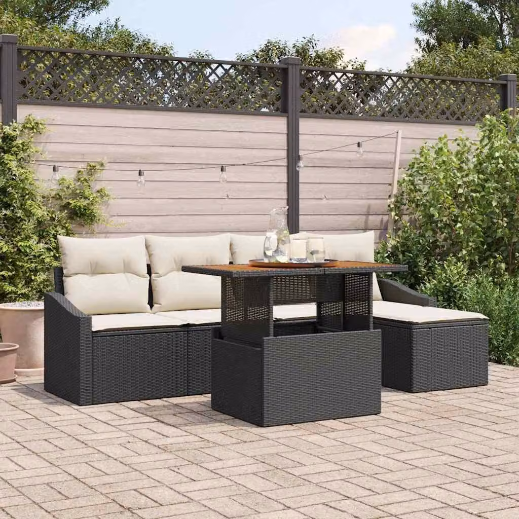 Maison Exclusive - Set da giardino composto da 6 pezzi. Colore: nero e crema
