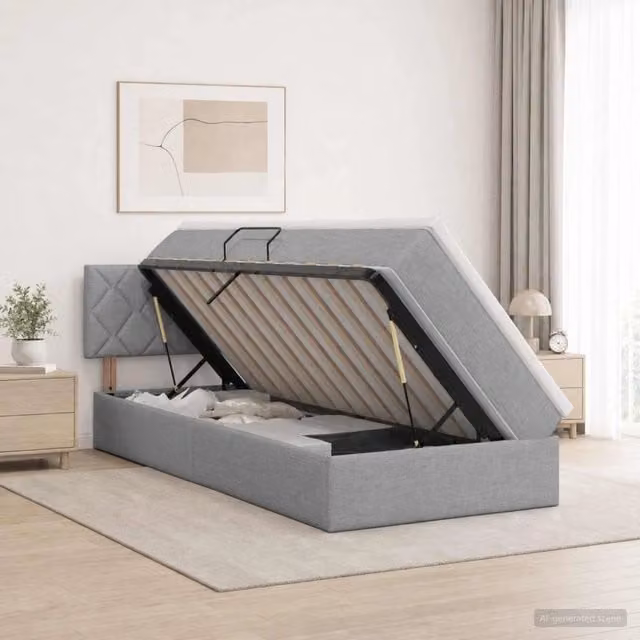 Letto con contenitore e materasso Grigio Chiaro 90 x 200 cm 3458658