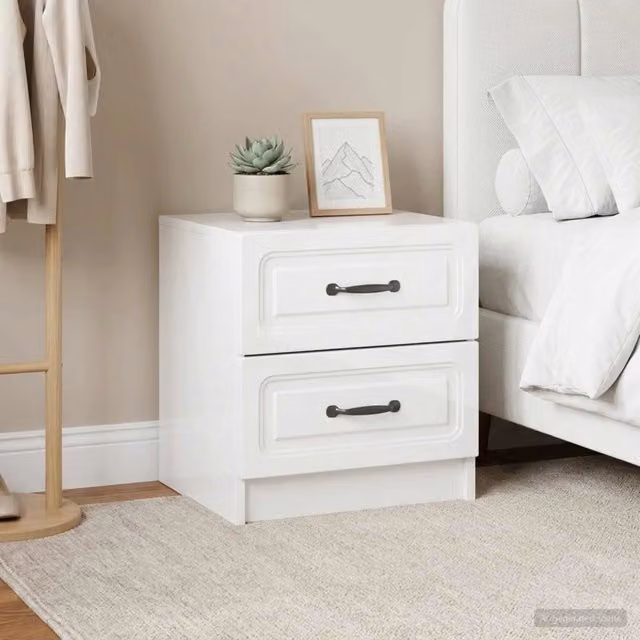 Set di 2 Armadi da Notte vidaXL Bianco Lucido L: 43 cm, P: 34,5 cm, H: 44,5 cm