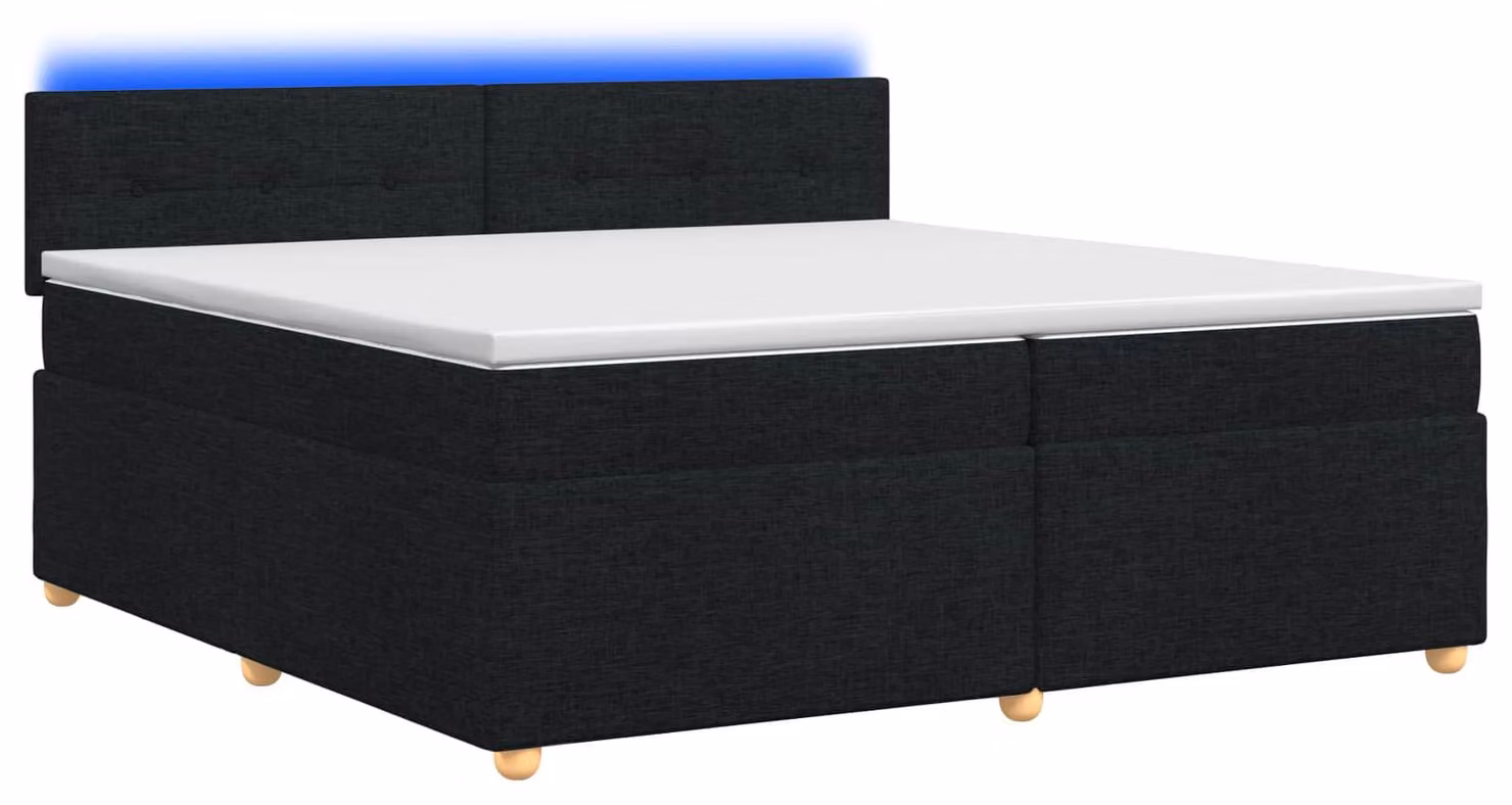 Letto a molle con materasso nero 200 x 200 cm in tessuto