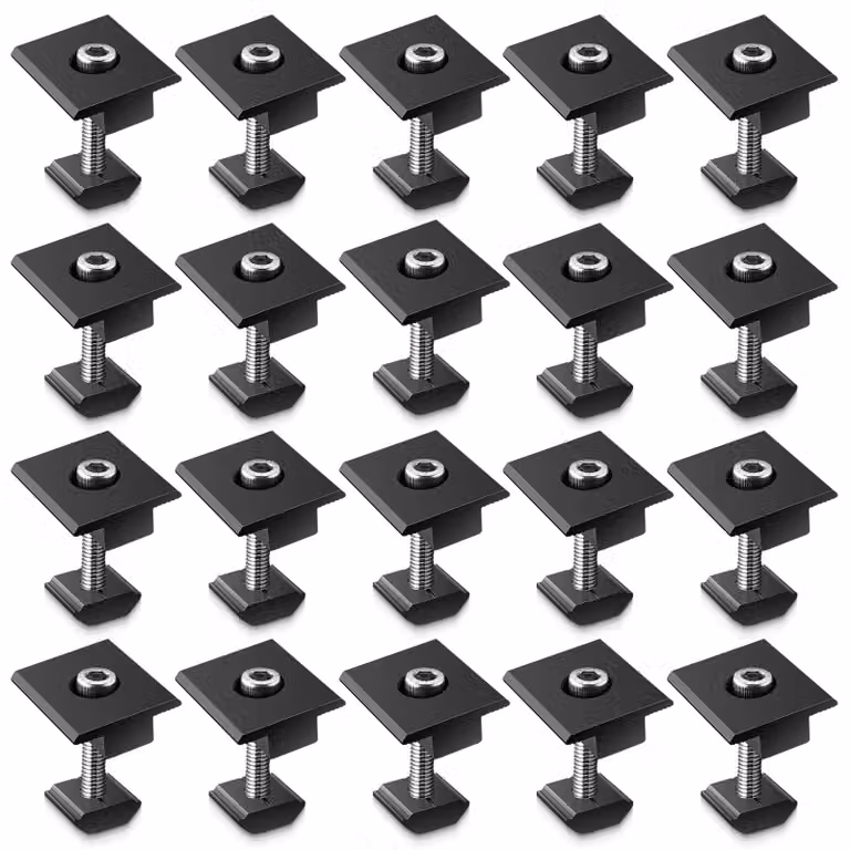 Connettori a morsetto a forma di T, 10 pezzi, per moduli solari da 30/35 mm, colore nero