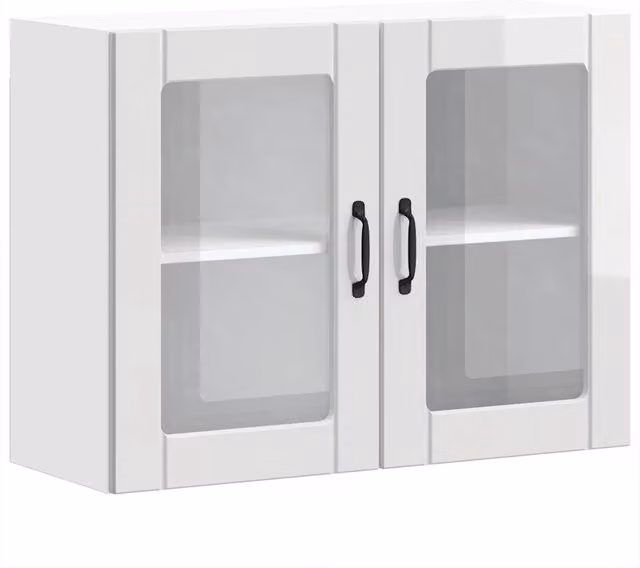 Pensile da Cucina Design In Bianco Lucido con Ante in Vetro L/P/H: 80 x 60 x 31 cm