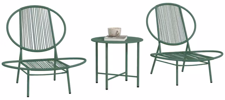 Set da salotto - Set da pranzo - Arredamento per balcone - Set da bistrot - Set da salotto per esterni - 3 pezzi - Acciaio resistente agli agenti atmosferici