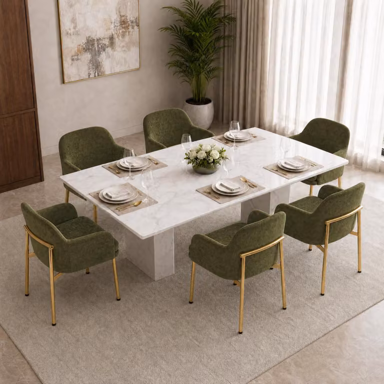 Set di 6 sedie da pranzo Flieks con braccioli, regolabili in altezza, imbottite, adatte per sala da pranzo, cucina. Dimensioni: 61x59x78,5 cm. Colore: verde