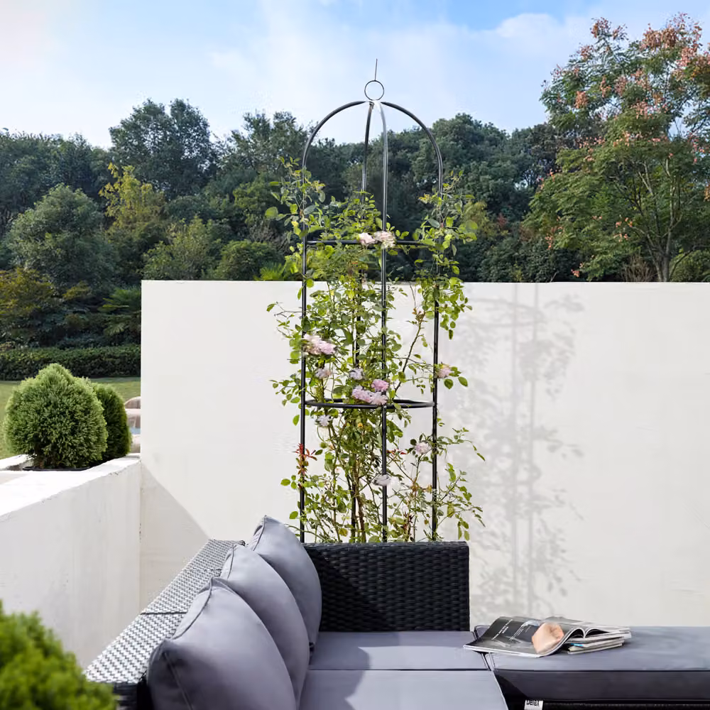 Set di 2 obelischi Gardebruk® in metallo nero per rose e piante rampicanti, H: 200 cm, L: 40 cm, P: 40 cm – 1