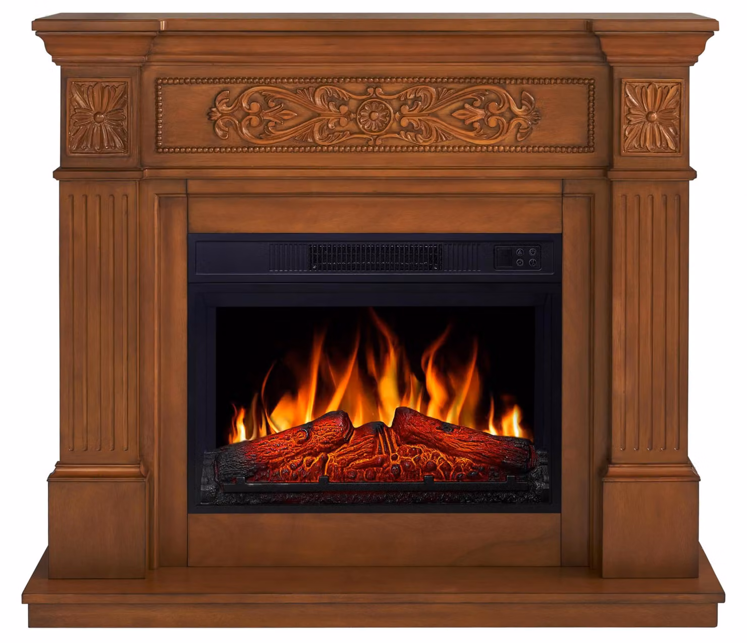 Stufa elettrica a camino, autoportante - Potenza: 1800 W - Dimensioni: 37x106,6x92,5 cm - Materiale: MDF, finitura effetto legno di quercia - Per interni