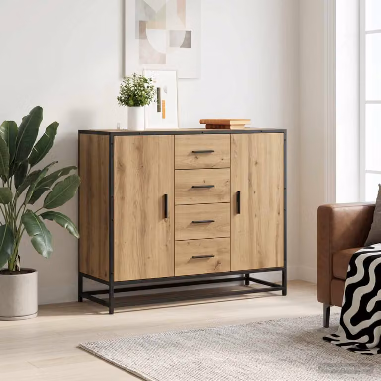 Credenza moderna vidaXL in rovere marrone L: 92 cm, P: 35 cm, H: 76 cm