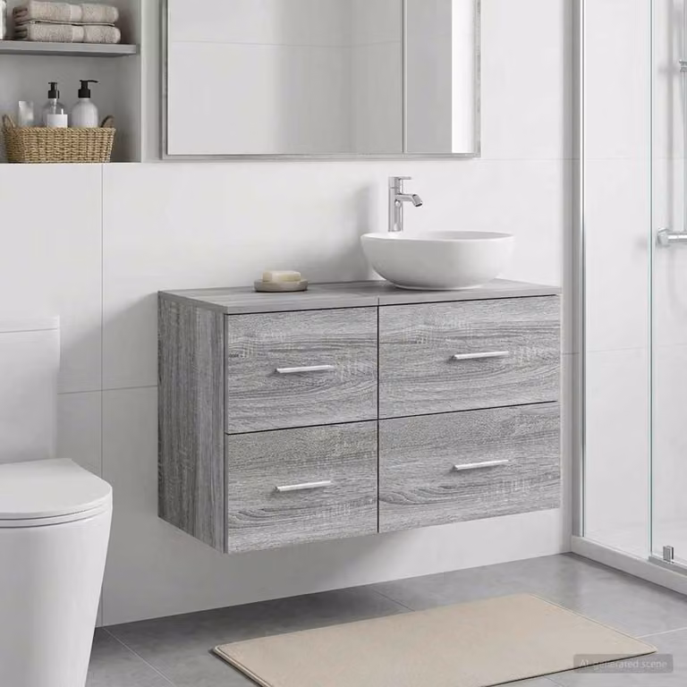 Armadio da bagno moderno vidaXL In-between in MDF grigio argento L: 30 cm, P: 35 cm, H: 50 cm