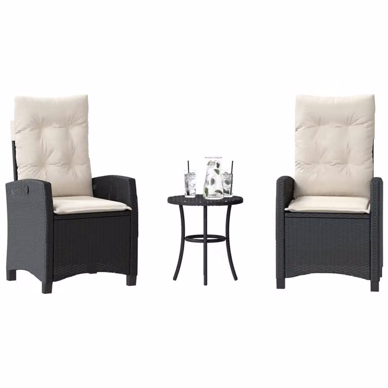Maison Exclusive - Set da bistrot 3 pezzi con cuscini Nero Poly Rattan