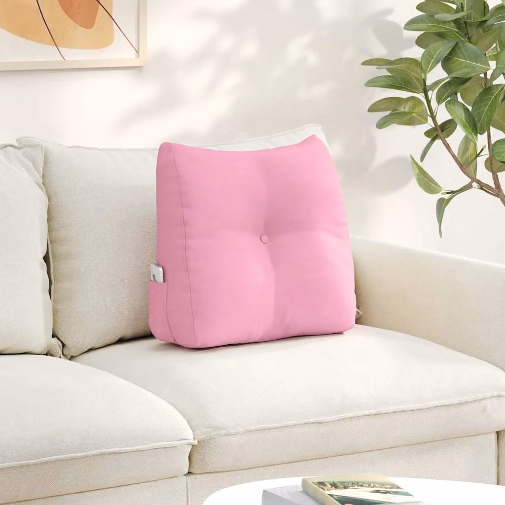 Cuscino per schiena ergonomico vidaXL rosa in poliestere con rivestimento rimovibile e lavabile in lavatrice L 45 cm x P 24 cm x H 50 cm