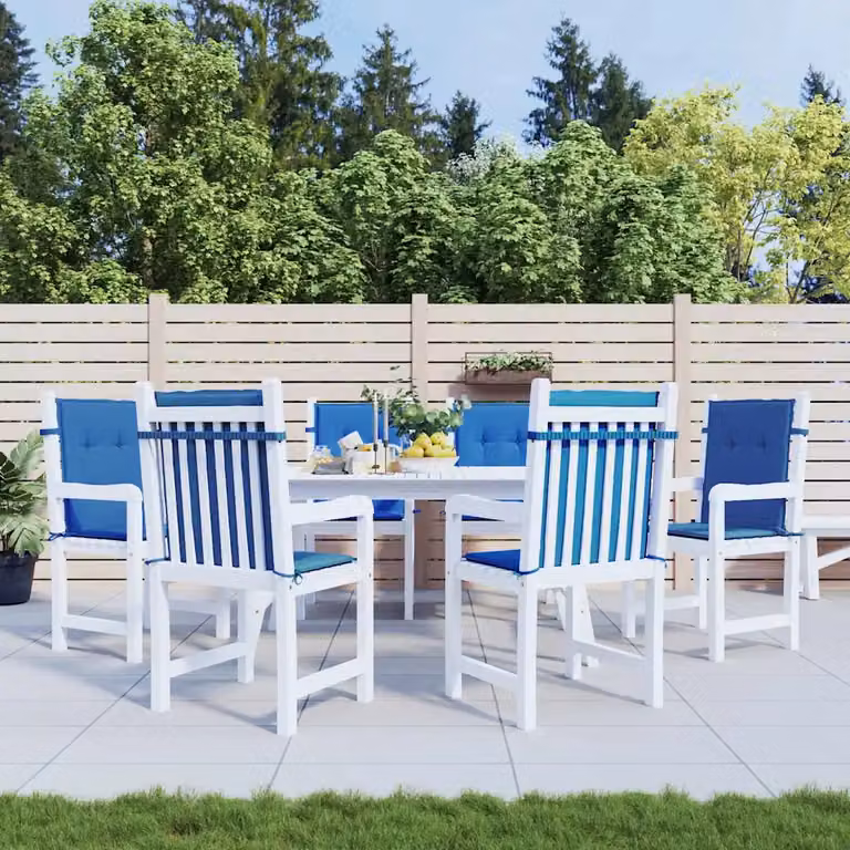Set di 6 cuscini per sedia vidaXL in tessuto Oxford blu, impermeabili e traspiranti, L 100 cm x P 100 cm x H 3 cm