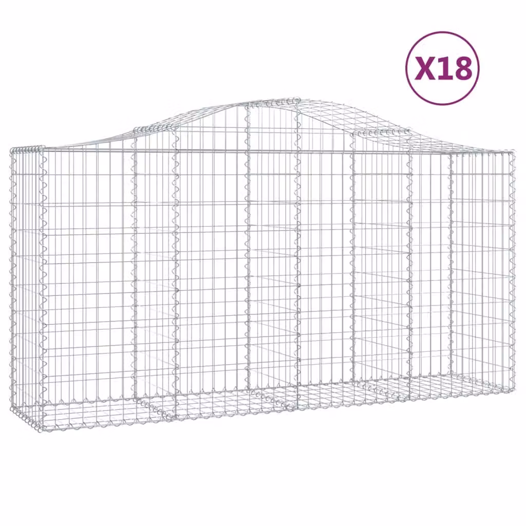 Cesti Gabbioni ad Arco 18 pz 200x50x100/120 cm Ferro Zincato
