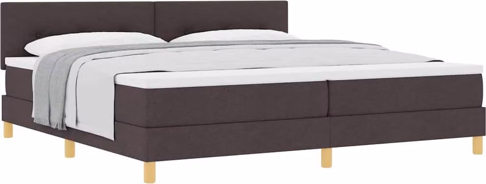 Letto a molle con materasso marrone scuro 200 x 200 cm in tessuto