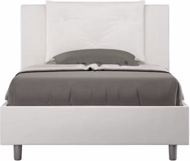 Letto una piazza e mezza senza rete imbottito 120x200 similpelle bianco Appia