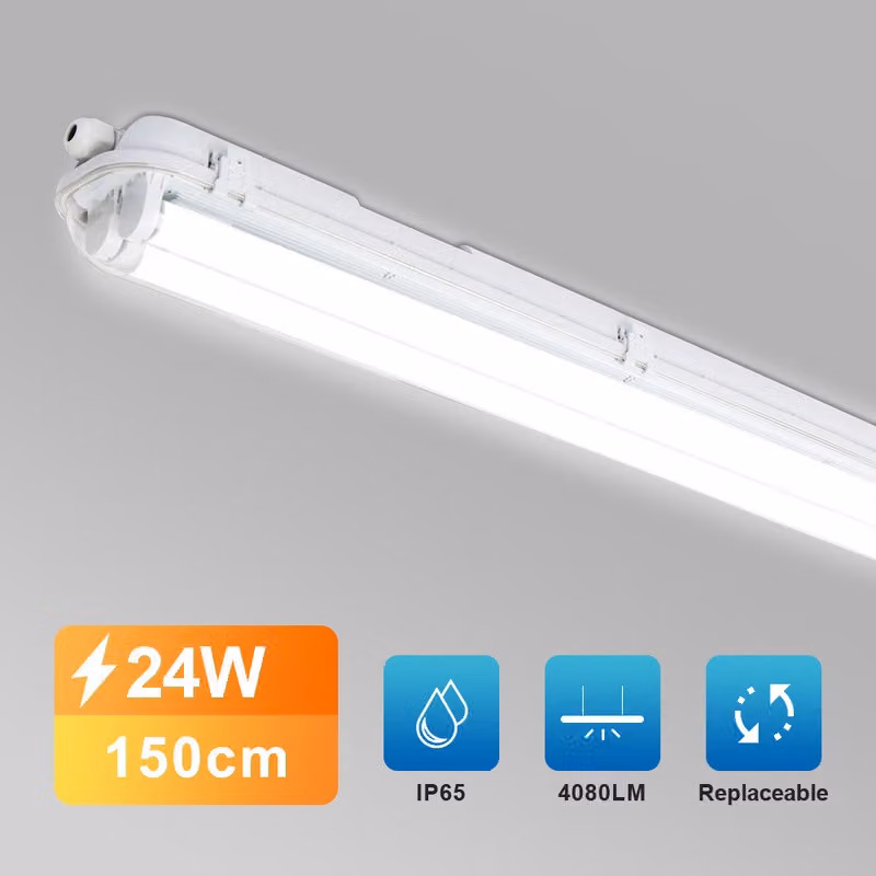 Clanmacy Luce LED per ambienti umidi Luce per scantinato Luce per vasca Luce fluorescente per scantinato 150 cm Bianco freddo