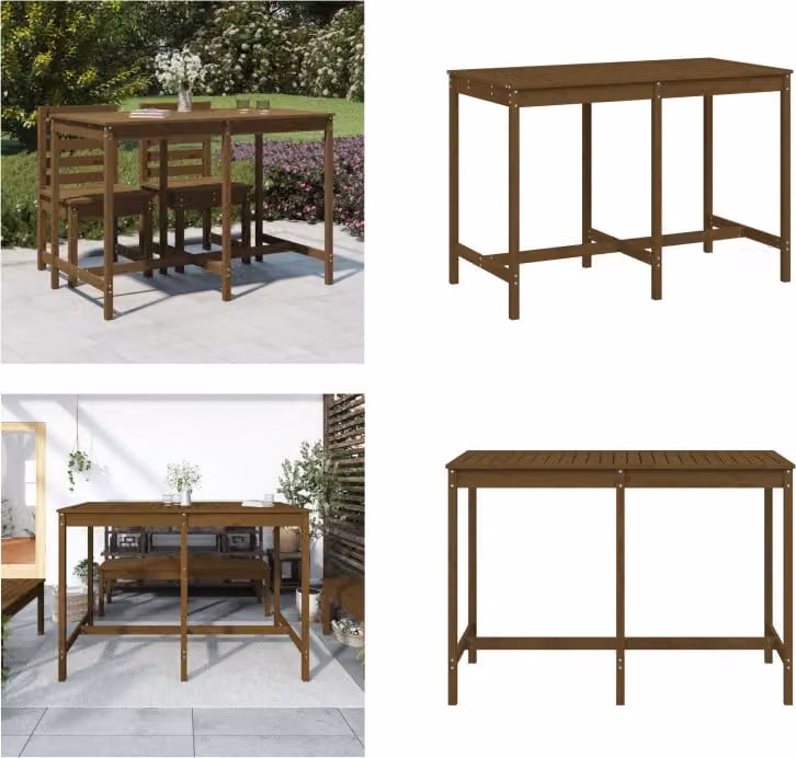 vidaXL Tavolo da giardino marrone miele 159,5x82,5x110 cm in legno di pino massiccio - Tavolo da giardino - Tavoli da giardino - Tavolo da esterno - Tavolo da patio