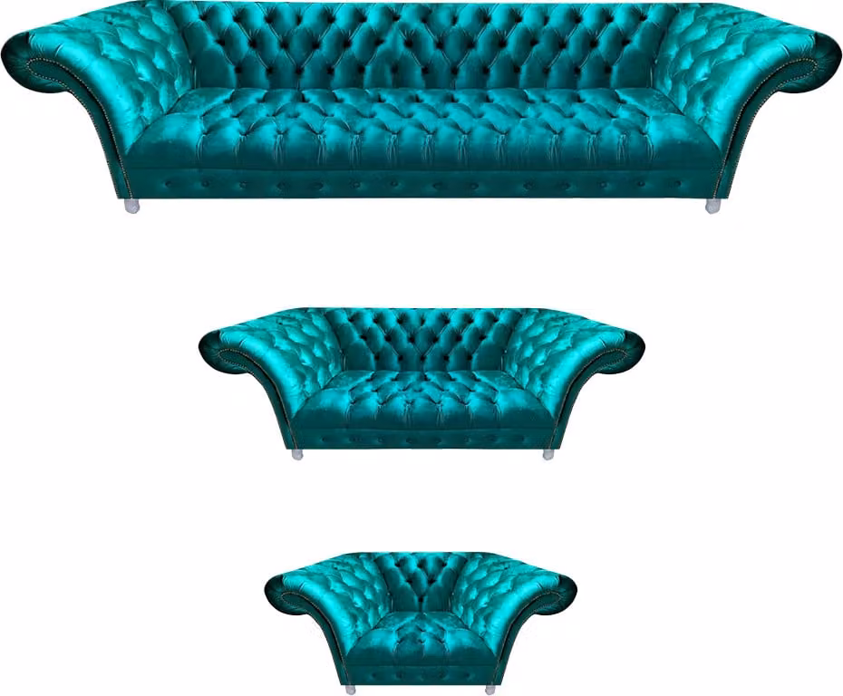 Sitzmöbel Sofa Set 3tlg Wohnzimmer Garnitur Chesterfield Textil Einrichtung