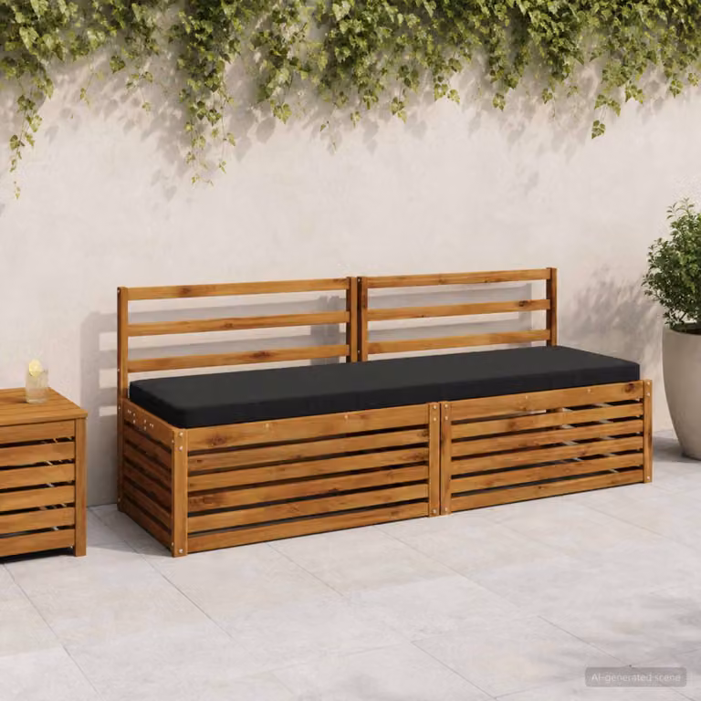 Cuscino per Panchina vidaXL VUGHT Nero in Poliestere con Rivestimento Lavabile e Resistente ai Raggi UV