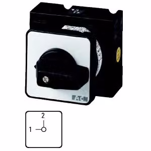 Commutatore Eaton, T3, 32 A, da incasso, 3 moduli, contatti: 6, 90°, con scatto, senza posizione zero, 1-2, codice articolo 15443 018832