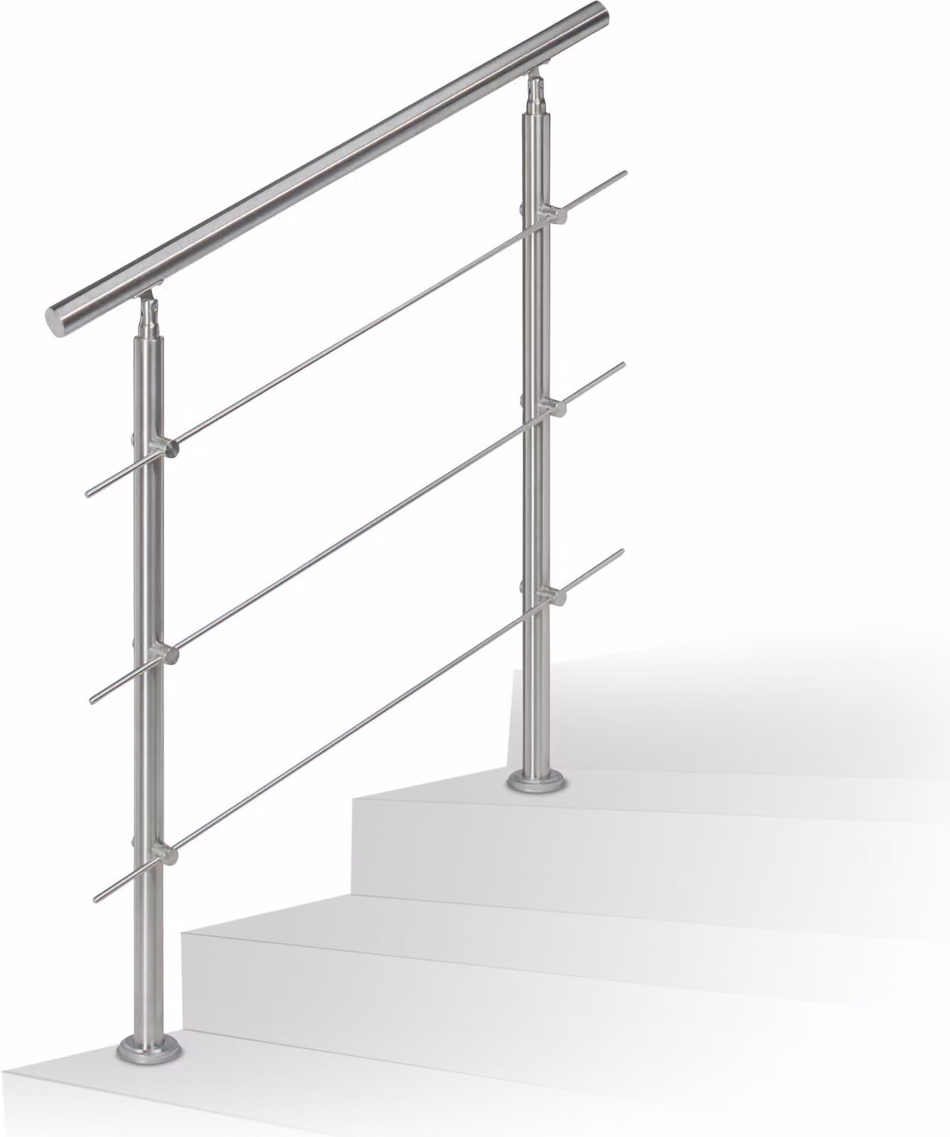 Set di ringhiera per scale Relaxdays in acciaio inossidabile, per interni ed esterni, corrimano da 1,0 m, 2 montanti, 3 traverse, color argento
