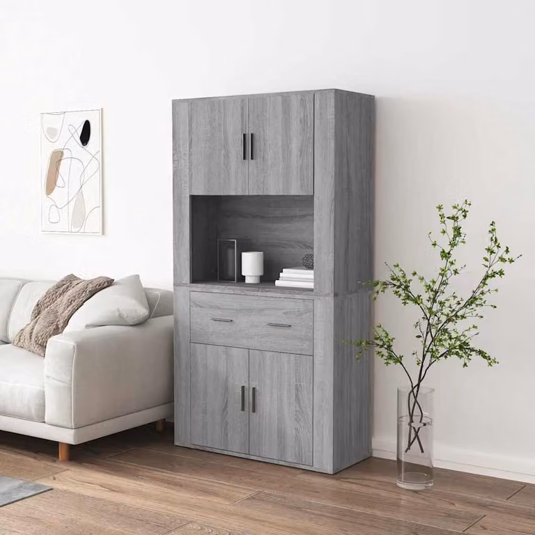 Credenza moderna vidaXL in legno multistrato Grigio Sonoma, sospesa a parete