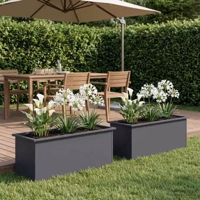 Fioriera da giardino con LED 2 pz Antracite 40 x 100 x 40 cm 8008173