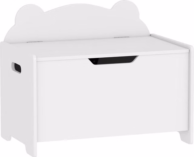 Baule Portagiochi in Legno a Forma di Orso AIYAPLAY, Bianco, L: 60 cm, P: 38 cm, H: 48 cm