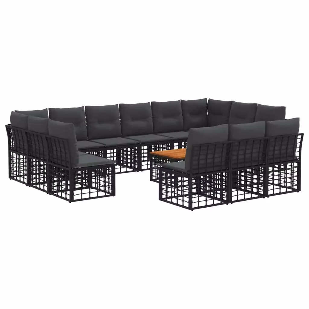 Set di divani da esterno a forma di L vidaXL con tavolino da caffè, colore nero e grigio, struttura in metallo e cuscini inclusi per giardino e terrazza – 2