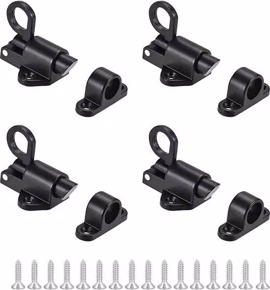 Set di sicurezza per 4 serrature automatiche di sicurezza nere - Il pacchetto include 16 viti - Serratura di sicurezza in alluminio per finestre e porte d'ingresso