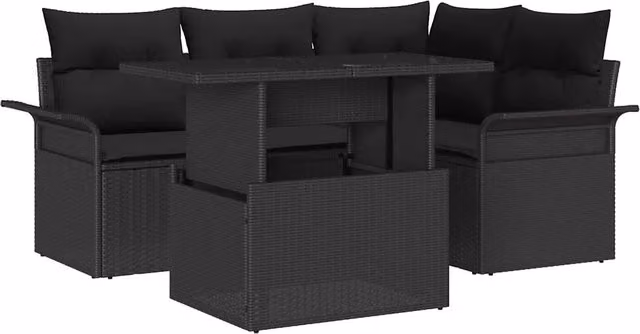 Set Divano da Giardino 5 pz Nero 3357016