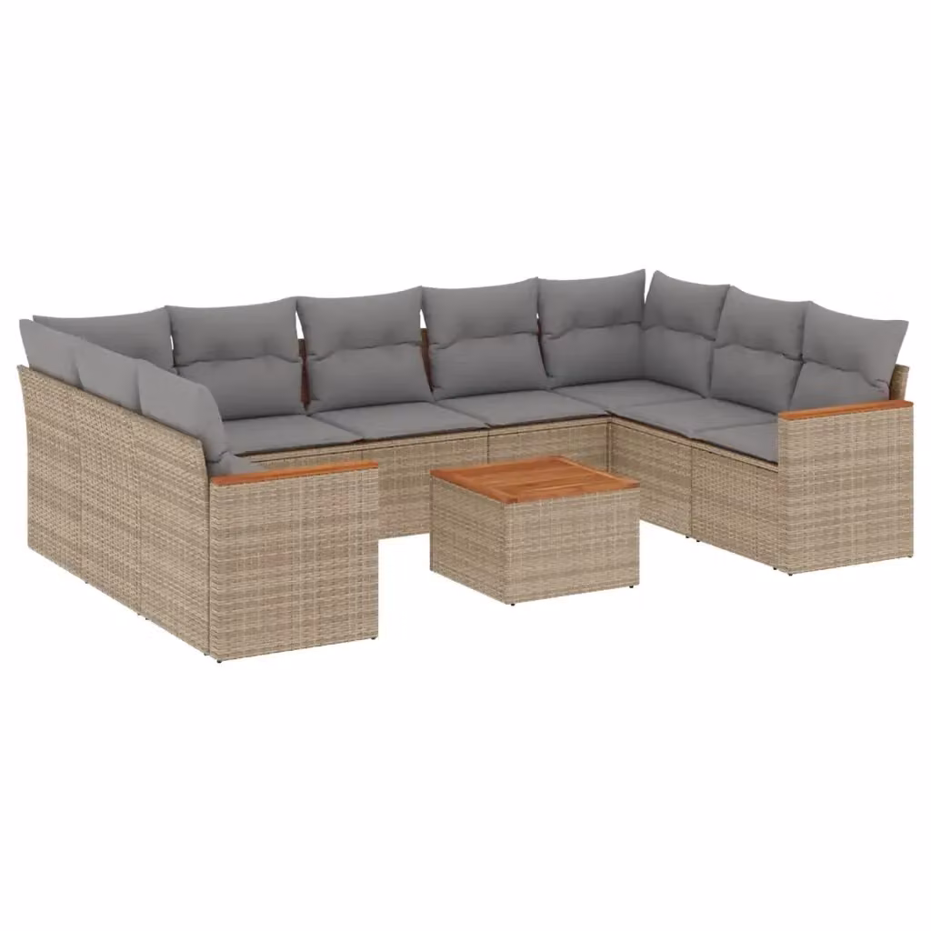 Set da giardino VIDAXL in polyrattan composto da 10 pezzi con cuscini beige e design moderno – 2