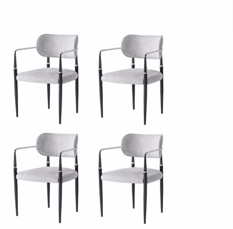 Set di sedie, 4 sedie moderne in tessuto, comode, morbide e confortevoli, grigie