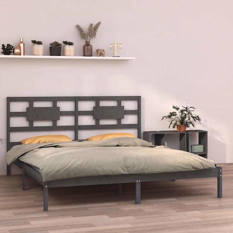vidaXL Giroletto in Legno Massello di Pino Grigio 200x200 cm
