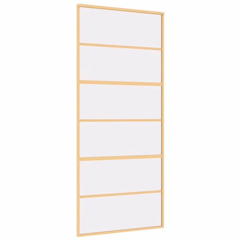 Porta Scorrevole Dorata 90x205 Vetro Trasparente ESG Alluminio